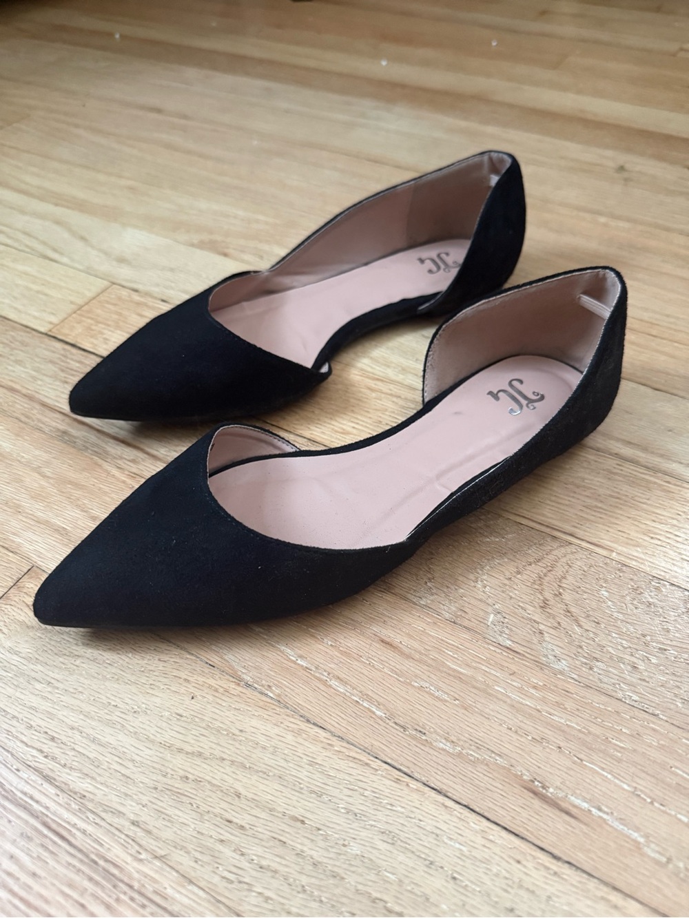 Women's Black Suede D'Orsay Pointed Flats